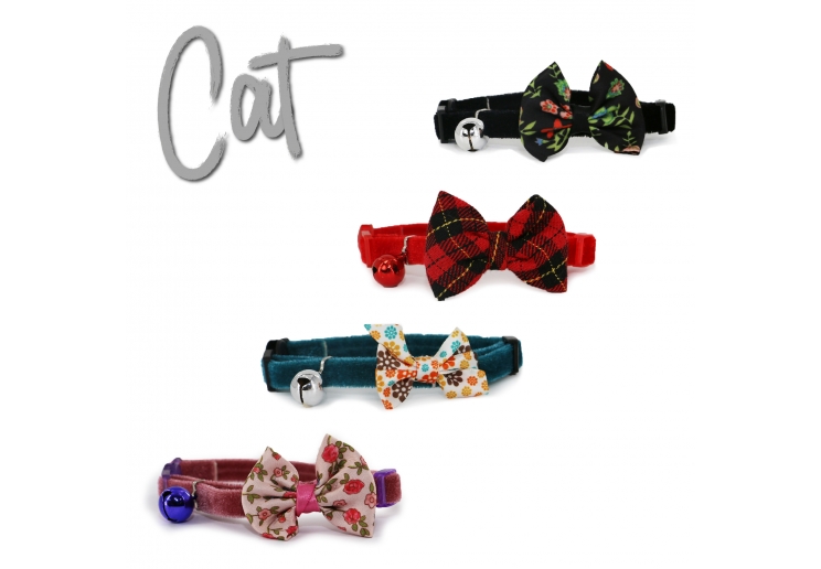 Vintage Bow Safety Cat Collar Tartan