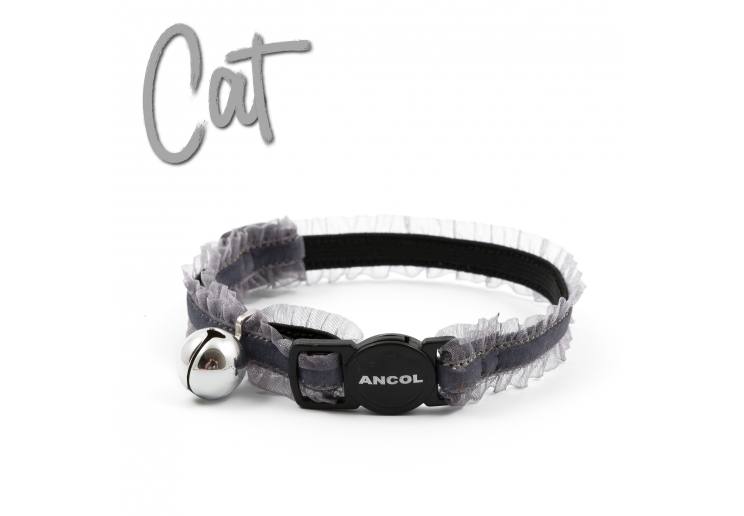 Velvet Frills Safety Cat Collar Grey