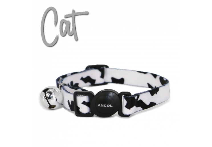 Cammo Safety Cat Collar Black/White