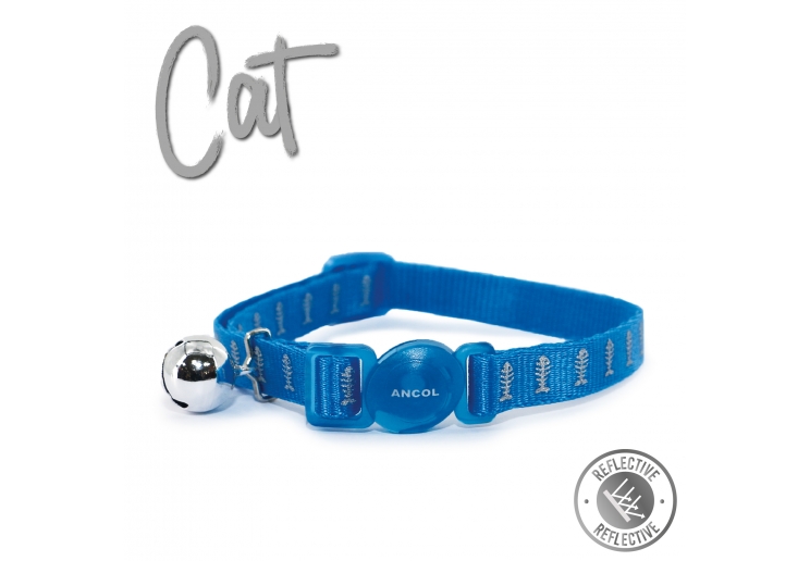 Reflective Fish Blue Cat Collar