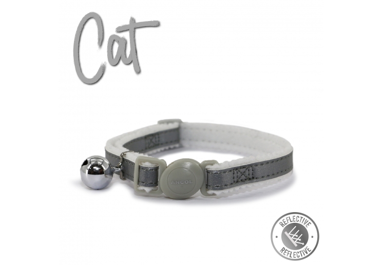 Reflective Safety Buckle Cat Collar Silver