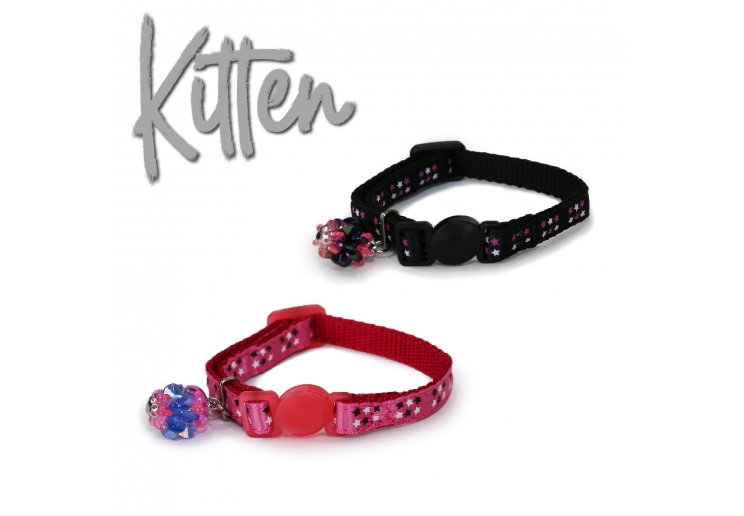 Kitten Safety Star Collar Black