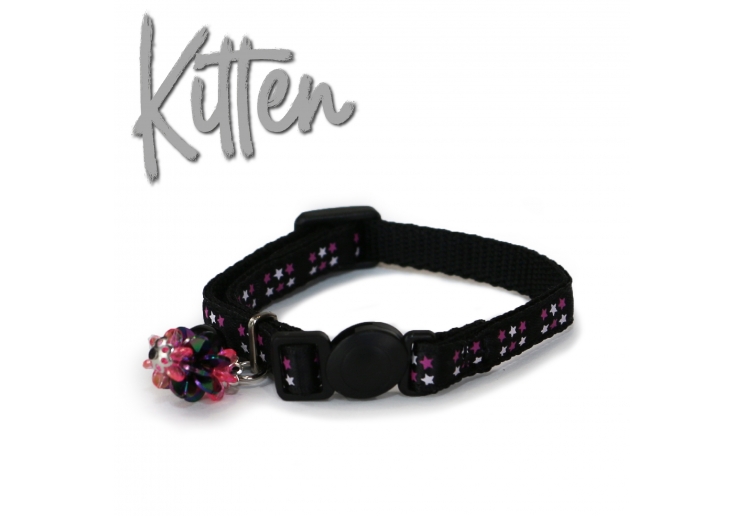 Kitten Safety Star Collar Black