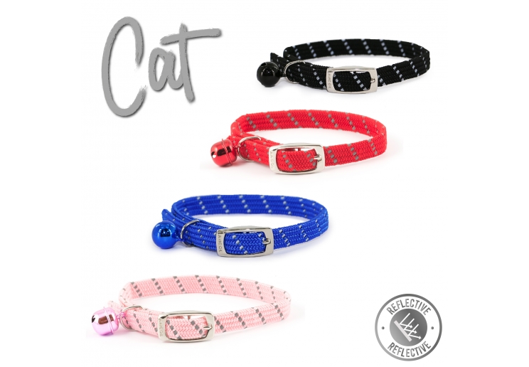 Softweave Refl Elastic Cat Collar Black