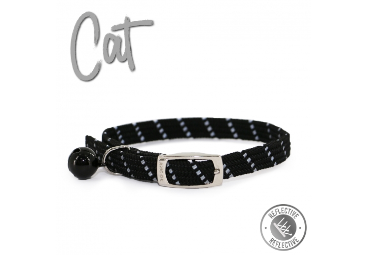 Softweave Refl Elastic Cat Collar Black