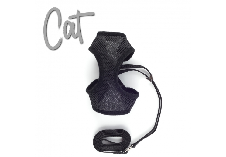 Soft Cat Harness and Lead Black S