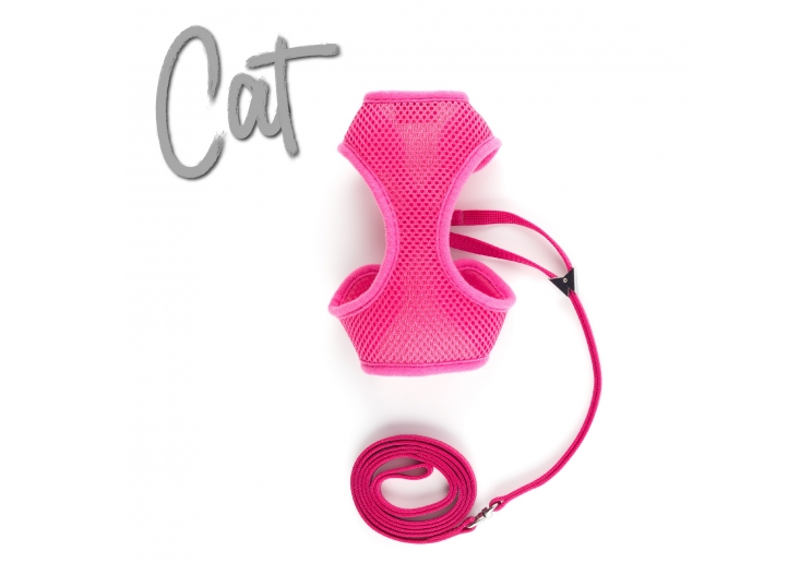 Soft Cat Harness and Lead Pink S