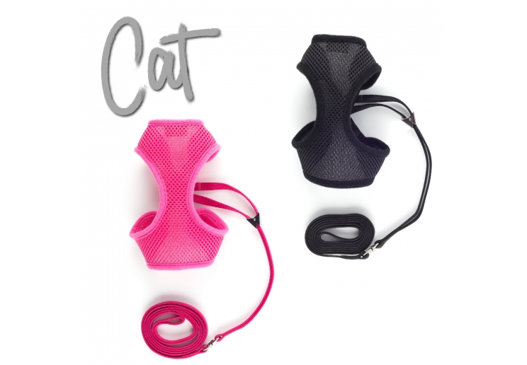 Soft Cat Harness and Lead Pink M