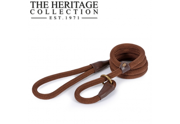 Heritage Deluxe Rope Slip Lead Brown 1.5mx12mm