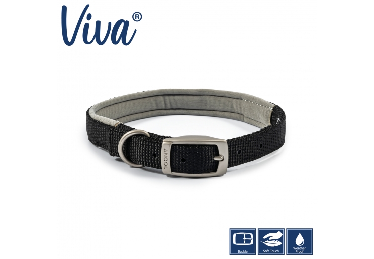 Padded Viva Collar Black 35-43cm Size 4