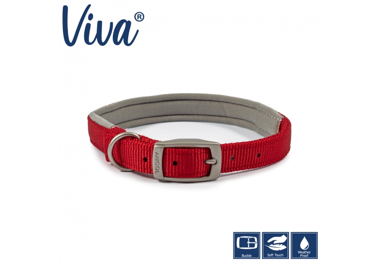 Padded Viva Collar Red 39-48cm Size 5