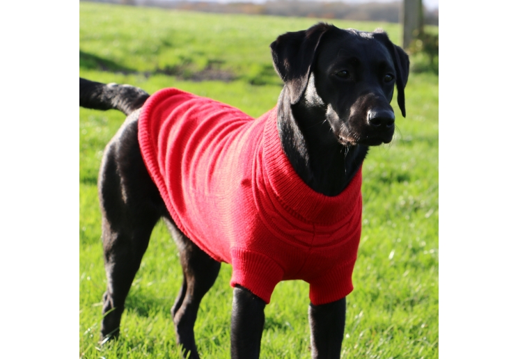 Red Cable Knit Jumper XS