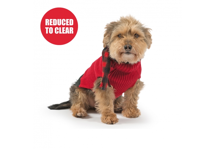 Red Scarf Dog Jumper L