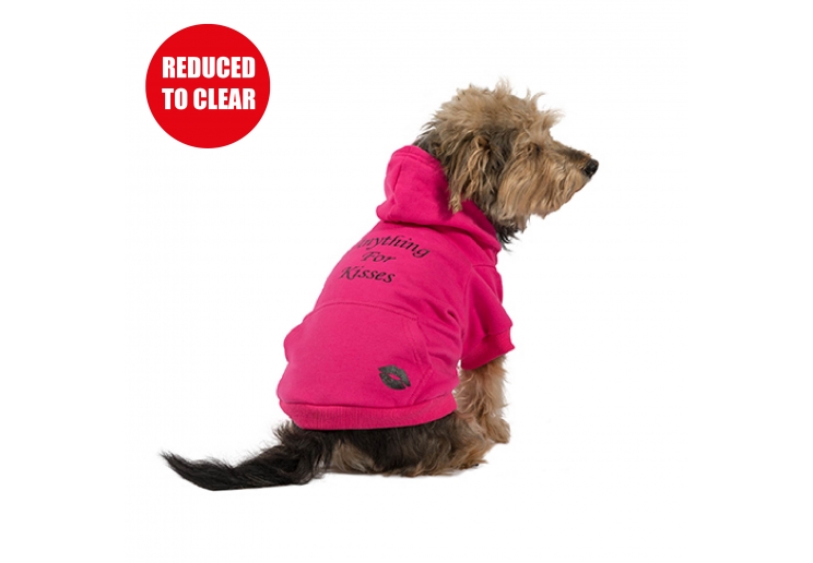 Pink Kisses Dog Hoodie L