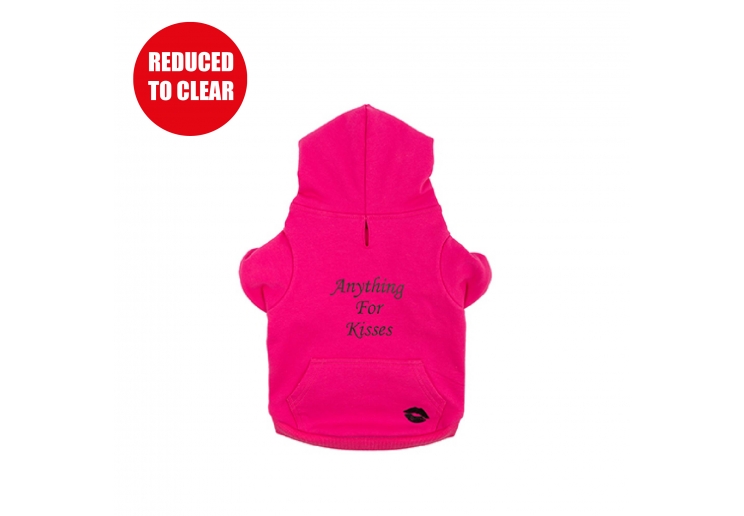 Pink Kisses Dog Hoodie L