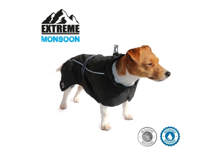 Extreme Monsoon Dog Coat Black 25cm XS