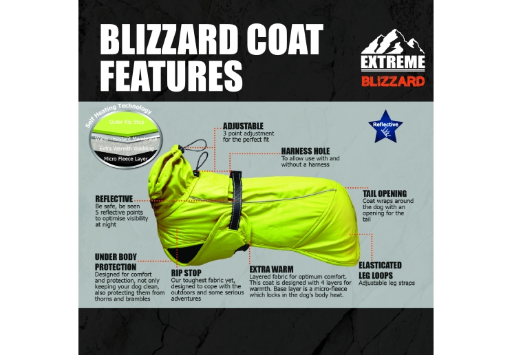 Extreme Blizzard Dog Coat Hi-Vis 25cm XS